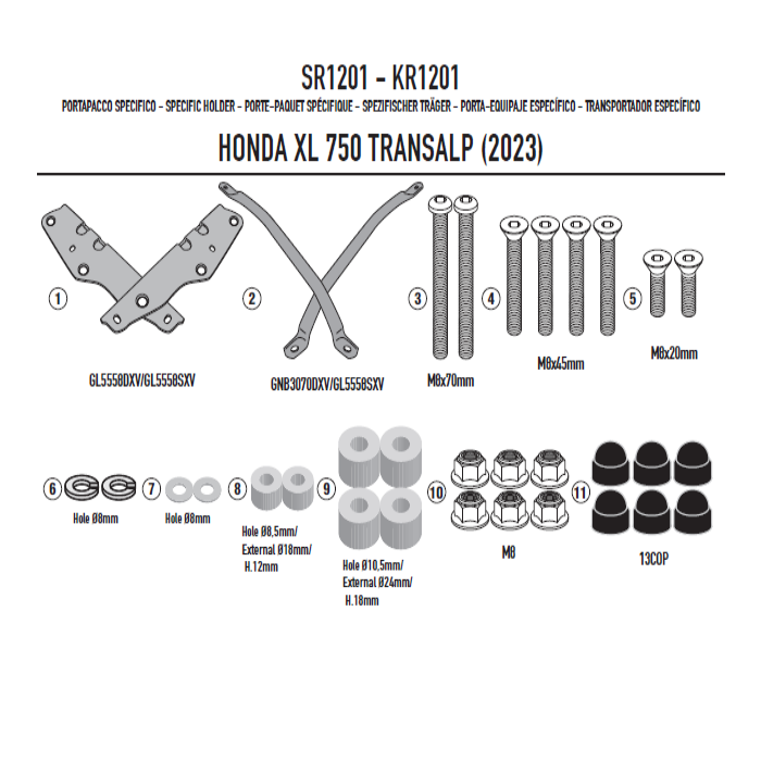 Attacco portabauletto posteriore HONDA XL 750 Transalp (23) GIVI SR1201 - La  Ciclomoto