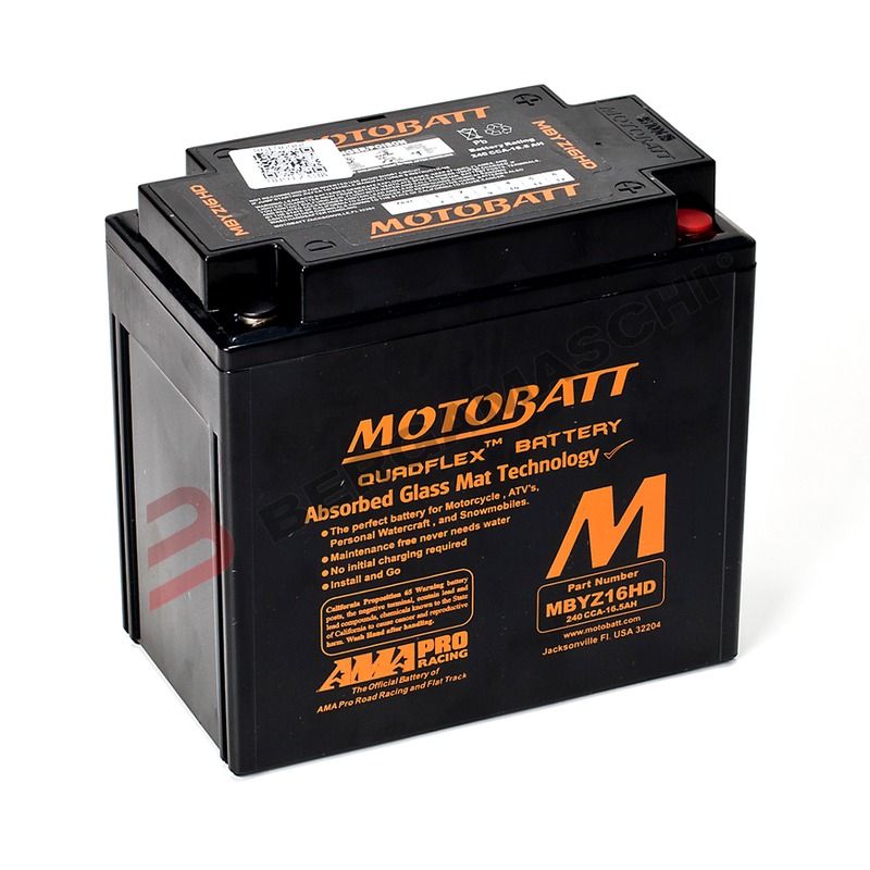 Batteria MOTOBATT MBYZ16HD Precaricata 12V 16,5Ah 151x87x145mm CCA240  sigillata