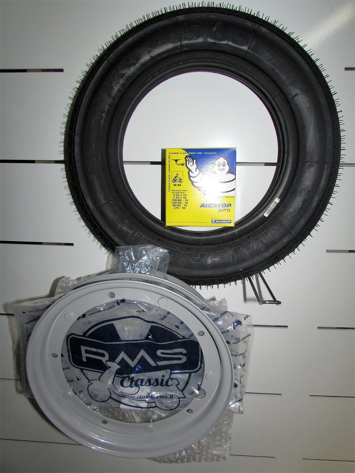 kit ruota 3 00 10 copertone michelin s83 camera e cerchio - La Ciclomoto