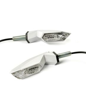 Coppia indicatori direzione frecce moto bianche a led con perno BKR omologate