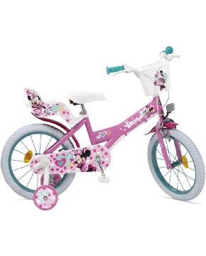 Bici 14 Minnie Disney ufficiale per bambina con rotelle e cestino