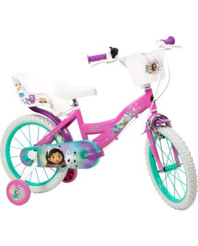 Bici 14 Gabby's Dollhouse Disney ufficiale per bambina con rotelle e cestino