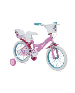 Bici 16 Minnie Disney ufficiale per bambina con rotelle e cestino