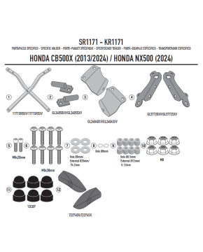 Staffe portabauletto Honda CB 500 X 2013-2023 e NX 500 2024 Givi SR1171