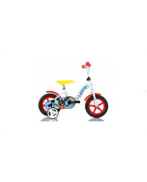 Bici 10 BING bianca e rossa con rotelle e parafanghi per bambino Dino Bike