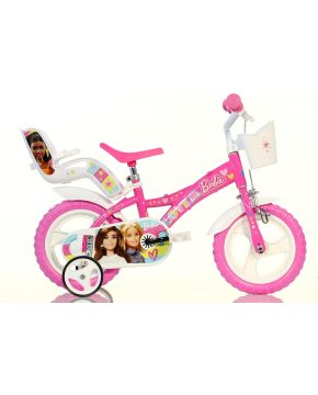 Bici 12 pollici per bambina Barbie cestino porta bambola rotelle stabilizzatrici