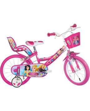 Bici 14 Principesse per bambina rotelle cestino porta bambola Dino Bikes