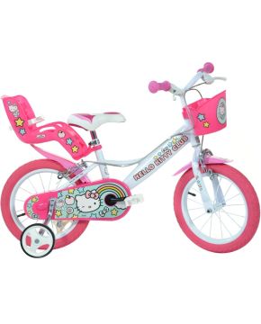 Bici 16 Hello Kitty per bambina rotelle cestino porta bambola Dino Bikes