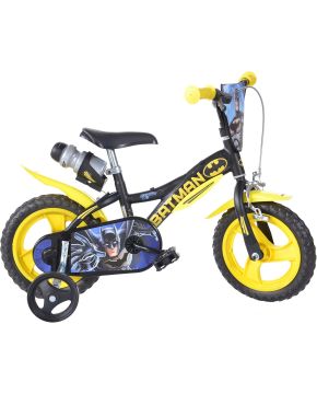 Bici 12 BATMAN nera e gialla scudo rotelle borraccia per bambino Dino Bike