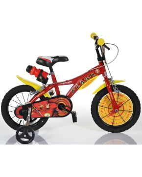 Bici 14 The Flash Gordon rossa e gialla scudo rotelle borraccia per bambino Dino Bike