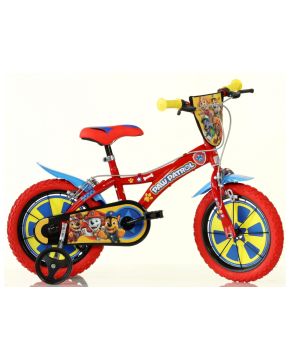 Bici 14 Paw Patrol rossa e blu scudo rotelle parafanghi per bambino Dino Bike