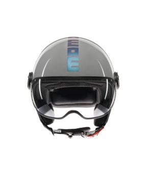 Casco moto jet MOMO DESIGN FGTR CLASSIC Flip E2206 Grigio lucido / Blu fucsia