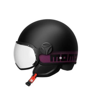 Casco moto jet MOMO DESIGN FGTR CLASSIC E2206 Nero opaco / Fucsia