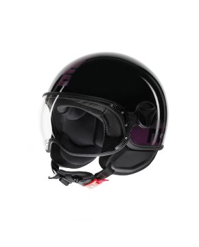 Casco moto jet MOMO DESIGN FGTR CLASSIC E2206 Nero lucido / Fucsia