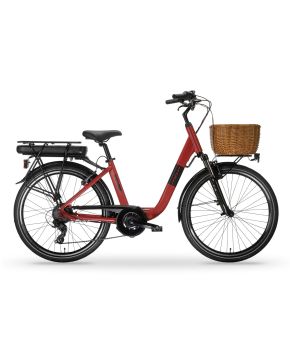 Bici City Bike e-bike Elettrica RHEA Lady 24 pollici 6 velocità rossa MBM