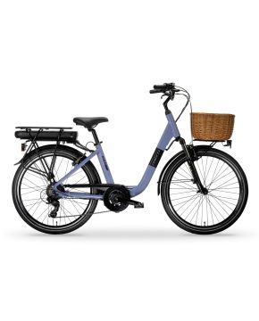 Bici City Bike e-bike Elettrica RHEA Lady 26 pollici 6 velocità blu avio MBM