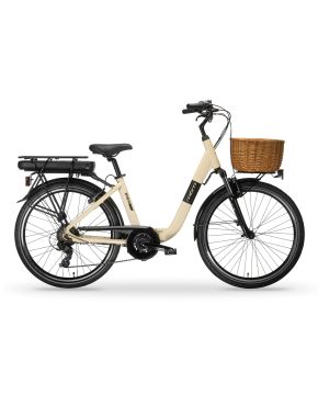 Bici City Bike e-bike Elettrica RHEA Lady 26 pollici 6 velocità crema MBM