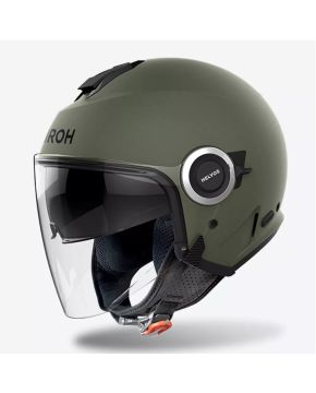 Casco jet Airoh Helios Color doppia visiera verde militare opaco moto scooter