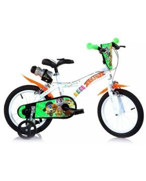 Bici 44 gatti per bambino 16 con scudo rotelle borraccia parafanghi Dino Bikes
