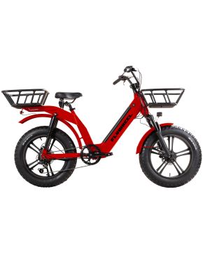 Bici cargo ebike fat in alluminio 20” 6 Velocità disk full ammortizzata rossa